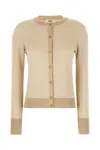 Fendi Embroidered Silk Blend Cardigan In Toffee