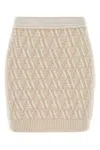 Fendi Beige Ff Cashmere And Wool Mini Skirt