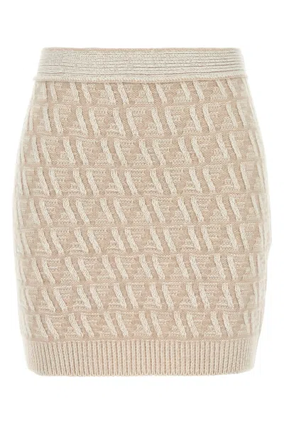 FENDI EMBROIDERED SILK BLEND MINI SKIRT