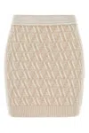 Fendi Beige Ff Cashmere And Wool Mini Skirt