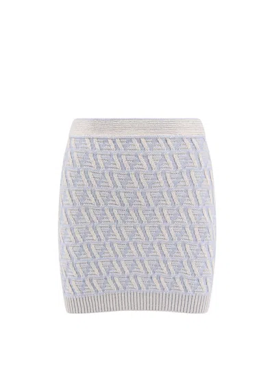 FENDI EMBROIDERED SILK BLEND MINI SKIRT