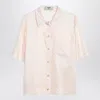 Fendi Embroidered Silk Shirt In Pink
