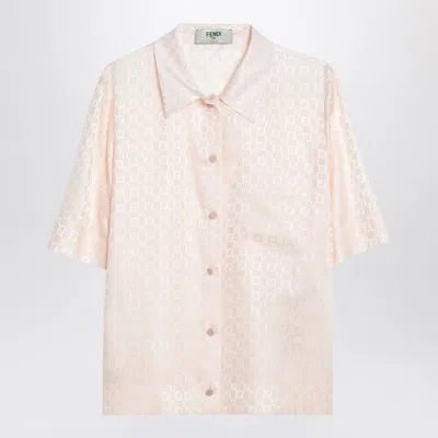 Fendi Embroidered Silk Shirt In Pink