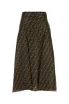 Fendi Women Embroidered Silk Skirt In Brown