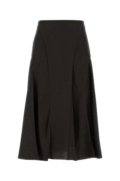 Fendi Embroidered Silk Skirt In Black