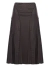 Fendi Women Midi Ff Jacquard Silk Skirt In Brown