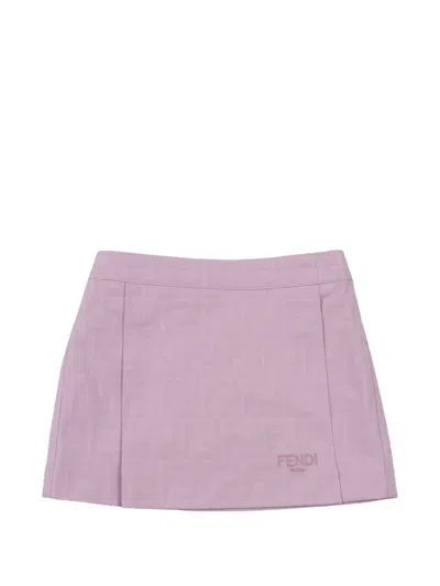 Fendi Kids' Embroidered Skirt In Purple