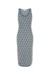 Fendi Blue Ff Jacquard Knit Midi Dress In Azzurro