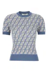 Fendi Ff-jacquard T-shirt In Denim