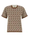 FENDI EMBROIDERED STRETCH COTTON T-SHIRT