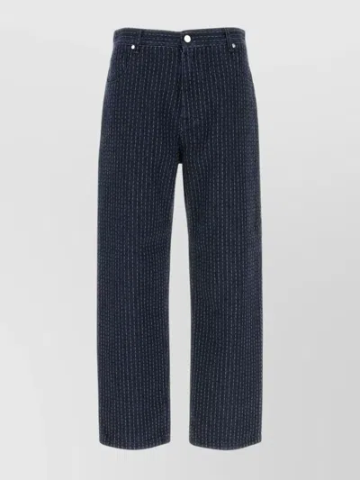 FENDI EMBROIDERED STRIPES DENIM JEANS