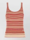 Fendi Beige And Red Striped Cotton And Silk Top In Red