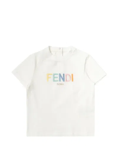Fendi Babies' Embroidered T-shirt In Multi