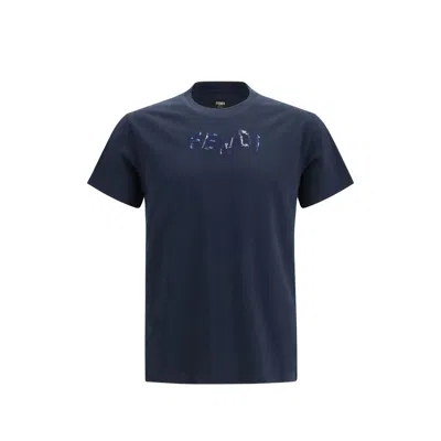 Fendi Embroidered T-shirt In Blue