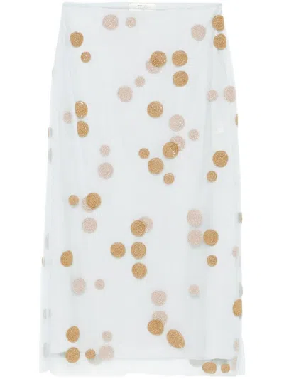 Fendi Embroidered Tulle Longuette Skirt In Multicolor