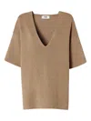Fendi Dark Beige Cotton And Silk Sweater In Brown
