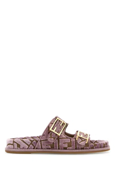 Fendi Embroidered Velvet And Jacquard  Feel Slippers