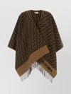Fendi Embroidered Wool Blend Cape