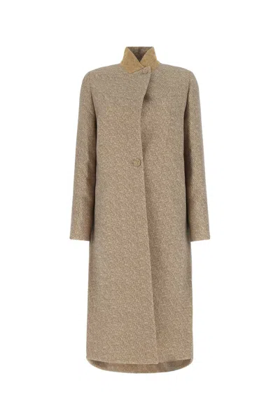 Fendi Embroidered Wool Blend Coat In Printed