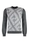 Fendi Embroidered Wool Blend Sweater In Gray
