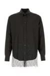Fendi Wool Shirt With Lace Hem And Long Sleeves In Brown