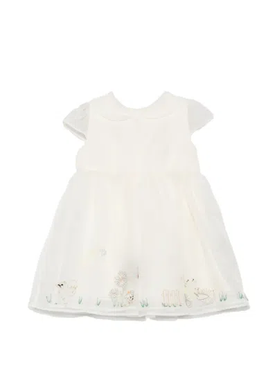 Fendi Babies' Embroidered-detail Dress In Neutral