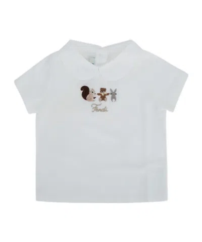 Fendi Embroidered-detail T-shirt In White