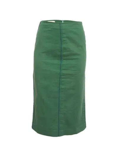 Pre-owned Fendi Embroidered-detailing Cotton Skirt In Green