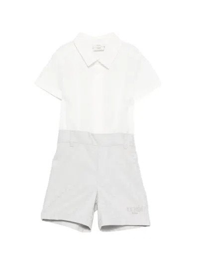 Fendi Babies' Embroidered-logo Shorts Set In White