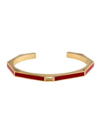 Pre-owned Fendi Enamel 'baguette' Cuff Bracelet, 6" In Multi
