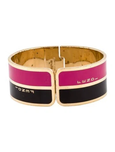 Pre-owned Fendi Enamel Clamper Cuff Bracelet, 6.5" In Black/pink