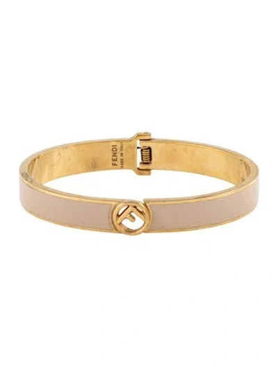 Pre-owned Fendi Enamel F Is  Hinge Bangle Bracelet, 6.25" In Multicolor