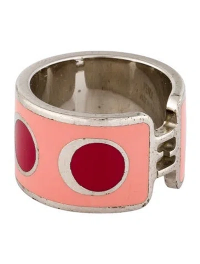 Pre-owned Fendi Enamel Sta Dot Ring In Multi
