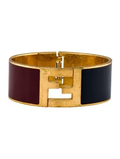 Pre-owned Fendi Enamel Sta Hinge Bangle Bracelet, 6.5" In Multi