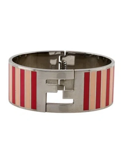 Pre-owned Fendi Enamel Sta Hinged Bracelet, 6.75" In Multi