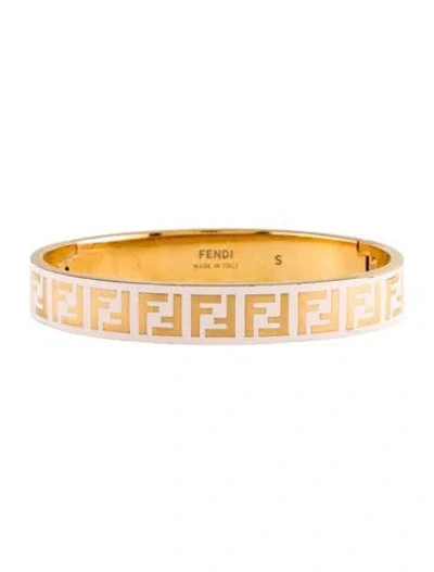 Pre-owned Fendi Enamel Forever Bangle Bracelet, 6.25" In Pink