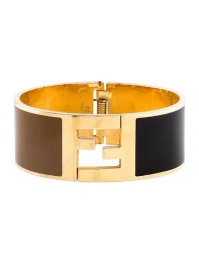 Pre-owned Fendi Enamel Hinged Bangle Bracelet, 6.5" In Multi