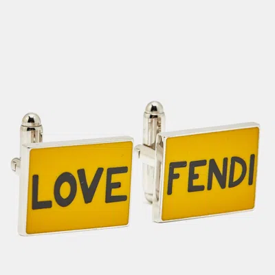 Pre-owned Fendi Enamel Silver Tone Cufflinks
