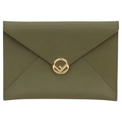 Pre-owned Fendi Envelope Pouch Green Medium New In Box