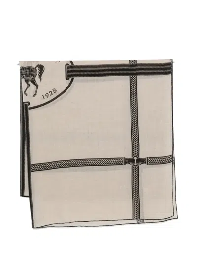 Fendi Equestrian-print Scarf In Neutral
