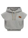 Fendi Hooded Sleeveless Top Drawstring Hem In Gray