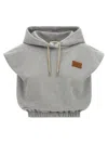 Fendi Hooded Sleeveless Top Drawstring Hem In Gray