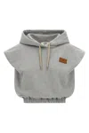 Fendi Hooded Sleeveless Top Drawstring Hem In Gray
