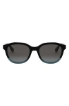 Fendi ' Essential 52mm Rectangular Sunglasses In Black/other/smoke