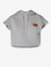 Fendi Hooded Sleeveless Top Drawstring Hem In Grey