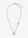 Fendi Women Everround Metal Necklace With Rhinestones In Gold