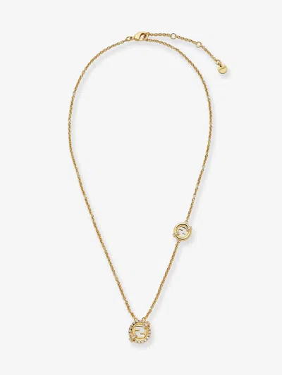 FENDI EVERROUND METAL NECKLACE WITH RHINESTONES