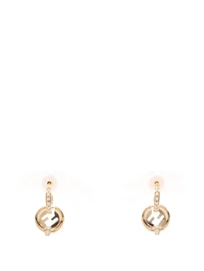 Pre-owned Fendi Everround Post-back-fastening Earrings In Gold