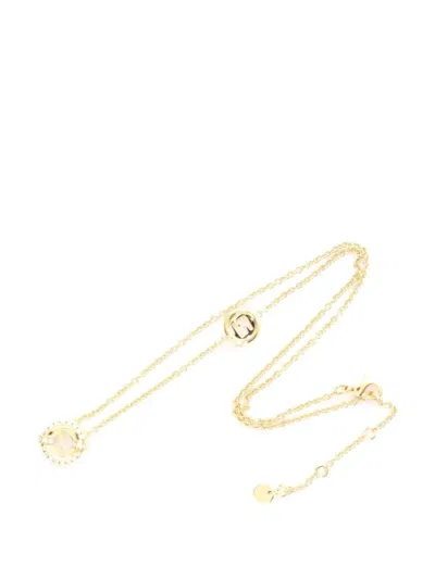 Pre-owned Fendi Everround Rhinestone-embellishment Necklace In Gold