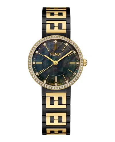 Fendi Exquisite  Diamond-embellished Watch With Two-tone Bracelet